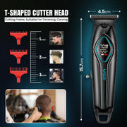 VGR V-945 Professional Hair Trimmer - 180 Minute Runtime, 1400mAh Lithium Battery, Metal Housing Body, Ceramic & Powder Metallurgic Blades, 3 Guide Combs, Type-C Charging, LED Display (Black)