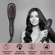 VEGA PROFESSIONAL Pro Cera Shine Hair Straightener Brush (VPPMS-05) – Ceramic Bristles, Quick Heat-Up, Overheating Protection & Auto Shut-Off, Black