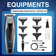 VGR V-070 Professional Hair Trimmer for Men & Salon with 120 min Long Runtime | 5 Guide Comb | Led Display (Black)