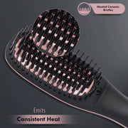 VEGA PROFESSIONAL Pro Cera Shine Hair Straightener Brush (VPPMS-05) – Ceramic Bristles, Quick Heat-Up, Overheating Protection & Auto Shut-Off, Black