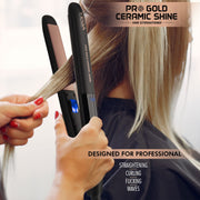 VEGA PROFESSIONAL Pro Gold Ceramic Shine Hair Straightener (VPMHS-08) – Ceramic Floating Plates, Professional & Home Use, Black