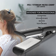 VEGA PROFESSIONAL Pro Titanium Micro Crimp Hair Crimper (VPPMS-10) – 30 Sec Ultra-Fast Heat, Adjustable Temperature & Overheating Protection