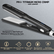 VEGA PROFESSIONAL Pro Titanium Micro Crimp Hair Crimper (VPPMS-10) – 30 Sec Ultra-Fast Heat, Adjustable Temperature & Overheating Protection
