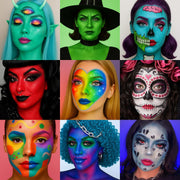 UCANBE Athena Face Body Paint Oil Palette, Professional Flash Non Toxic Safe Tattoo Halloween FX Party Artist Fancy Makeup Painting Kit For Kids and Adult, Red, blue,green,pink,black,white