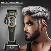 VEGA PROFESSIONAL Vector 2.0 Hair Clipper – Smart Torque Control, DLC Blades, 150 Min Cordless Runtime & 6 Magnetic Combs (VPPHC-12)