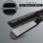 VEGA PROFESSIONAL Pro Titanium Micro Crimp Hair Crimper (VPPMS-10) – 30 Sec Ultra-Fast Heat, Adjustable Temperature & Overheating Protection