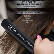 VEGA PROFESSIONAL Pro Sleek Titanium Straight Hair Straightener - VPPHS-02