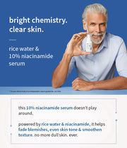 Plum 10% Niacinamide Serum with Rice Water | Provides Clear, Glowing & Brightening Skin | for Acne Prone, Combination, Oily & Sensitive Skin | Oil Control & Anti Acne Face Serum for Women & Men | 15ml