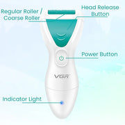 VGR V-812 Professional 2 In 1 Callus Remover, IPX-6 Waterproof (White/Green) 4.3
