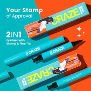 SWISS BEAUTY Craze 2-N 1 Gel Semi-Matte Eyeliner with Wing Stamp – Waterproof & Smudgeproof, Fine Tip for Precise Application, Black 2.8ml