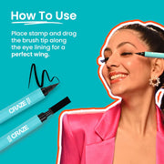 SWISS BEAUTY Craze 2-N 1 Gel Semi-Matte Eyeliner with Wing Stamp – Waterproof & Smudgeproof, Fine Tip for Precise Application, Black 2.8ml