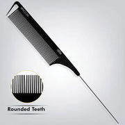 VEGA PROFESSIONAL Carbon Pin Tail Wide Teeth Comb – Black Line (Model VPVCC-06)