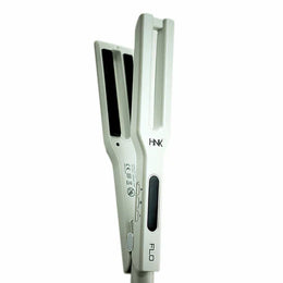 HNK FLO Hair Straightener – Ceramic-Tourmaline Double Plates | 6 Heat Settings (130-230 °C) | Silver Finish