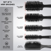 Vega Professional Carbon Dry Hair Brush Set - 5 Brushes-VPMHB-17