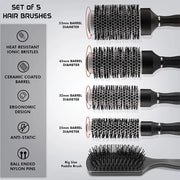 VEGA PROFESSIONAL Ceramix Shine Hair Brush Set – 5 Brushes (VPPHB-16)