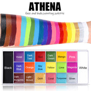 UCANBE Athena Face Body Paint Oil Palette, Professional Flash Non Toxic Safe Tattoo Halloween FX Party Artist Fancy Makeup Painting Kit For Kids and Adult, Red, blue,green,pink,black,white