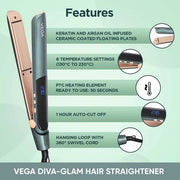 Vega Diva-Glam Hair Straightener - VHSH-38Vega Diva-Glam Hair Straightener - VHSH-38