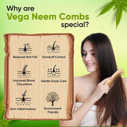 Vega Neem Wooden Comb Coarse and Fine - WNC-01